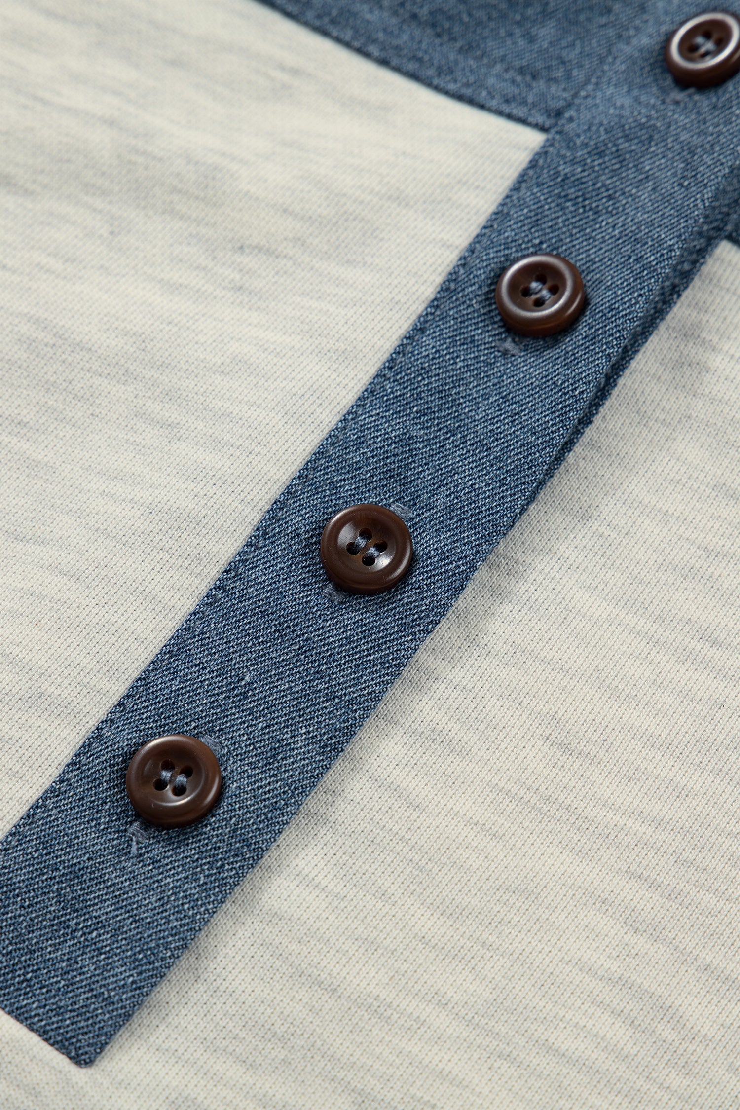 Light Buttons Grey Half Collared Denim Plus Short-Sleeved Top