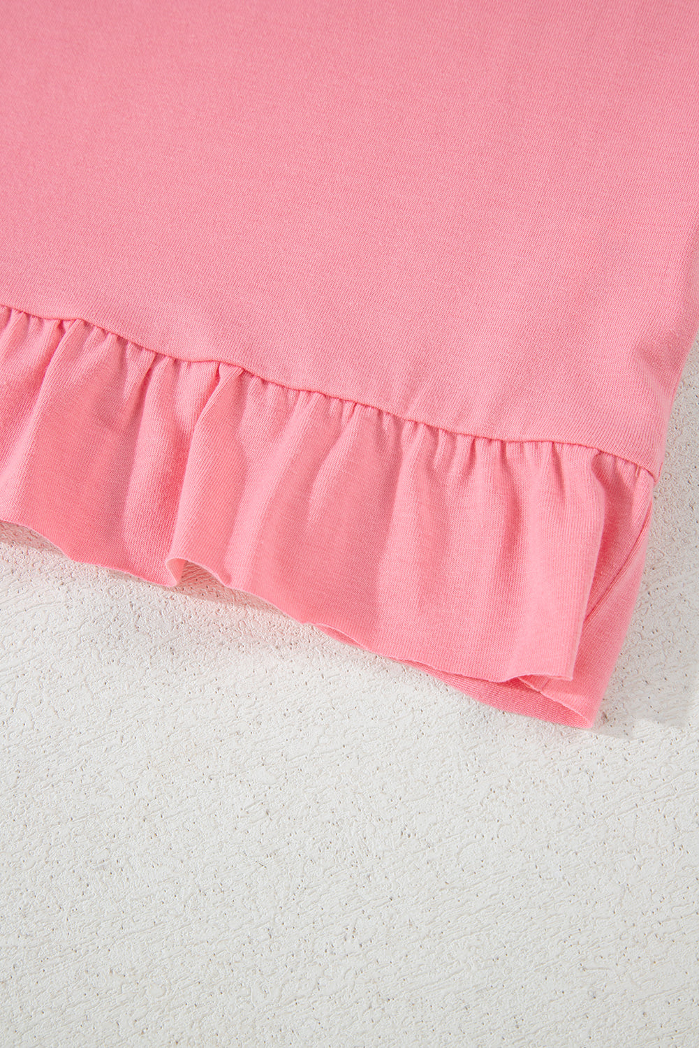 Pink Frilled Hem Loose T-Shirt