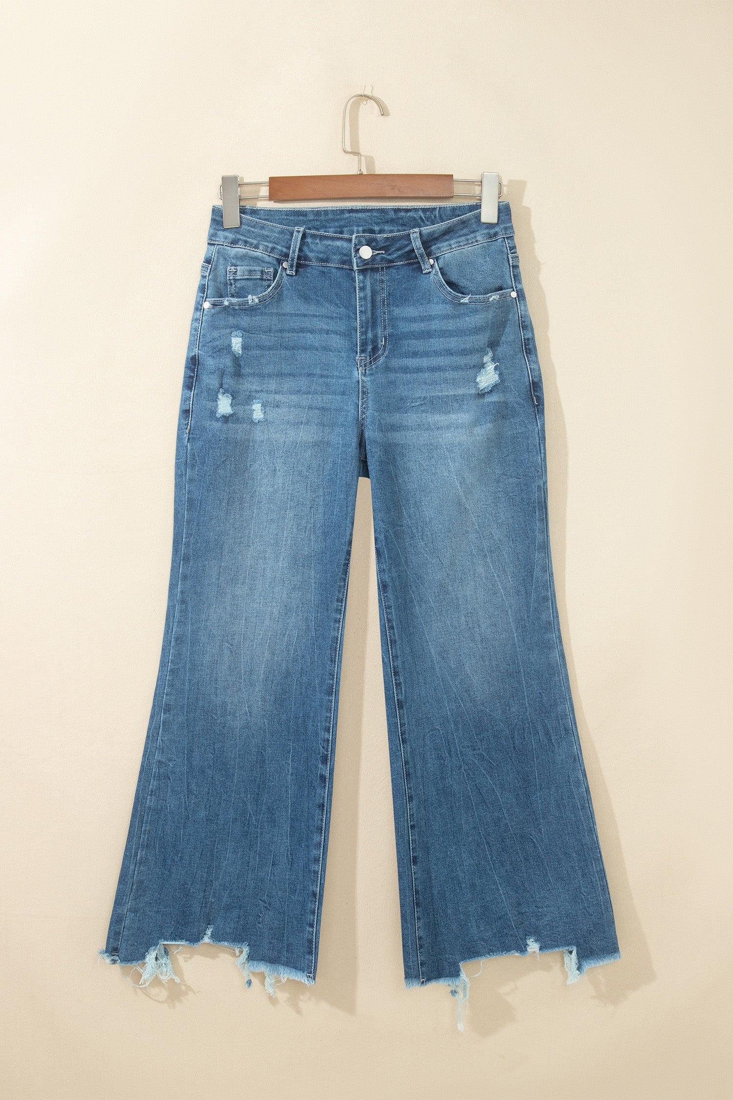 Women High-Waisted Ashleigh Blue Frayed Hem Flare Jeans