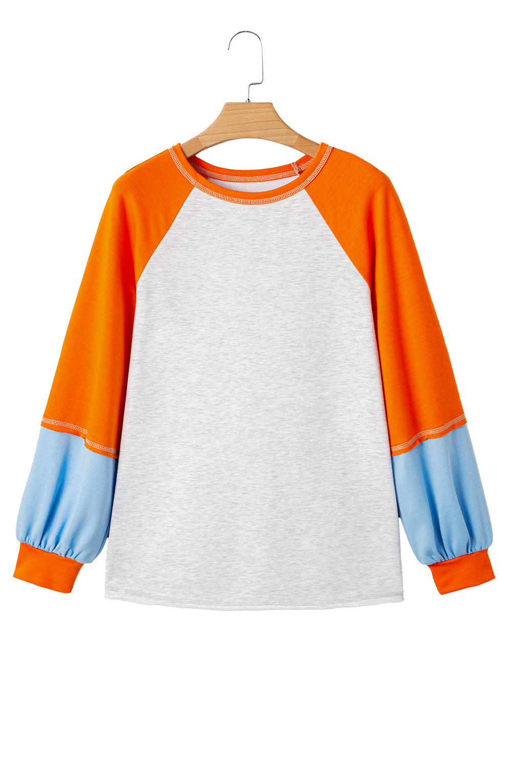 Colorblock Contrast Raglan Sleeve Stitching Easy-Fit Fit Top
