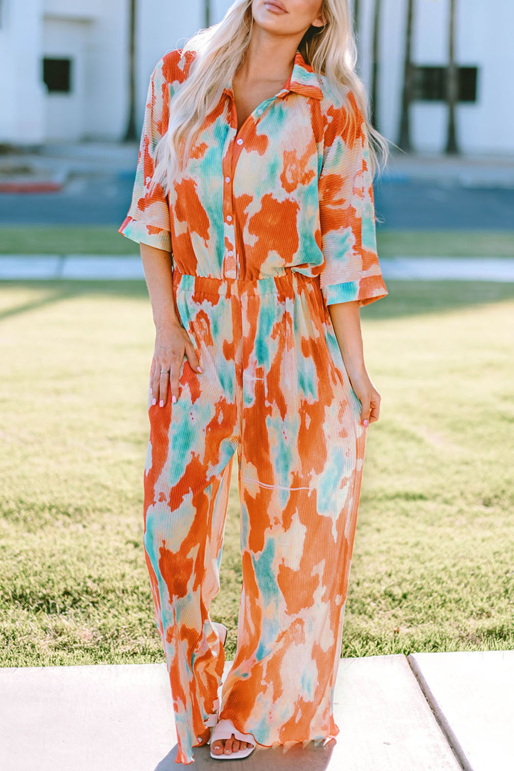 Women's Shirt Collar Loose Bohemian Jumpsuit