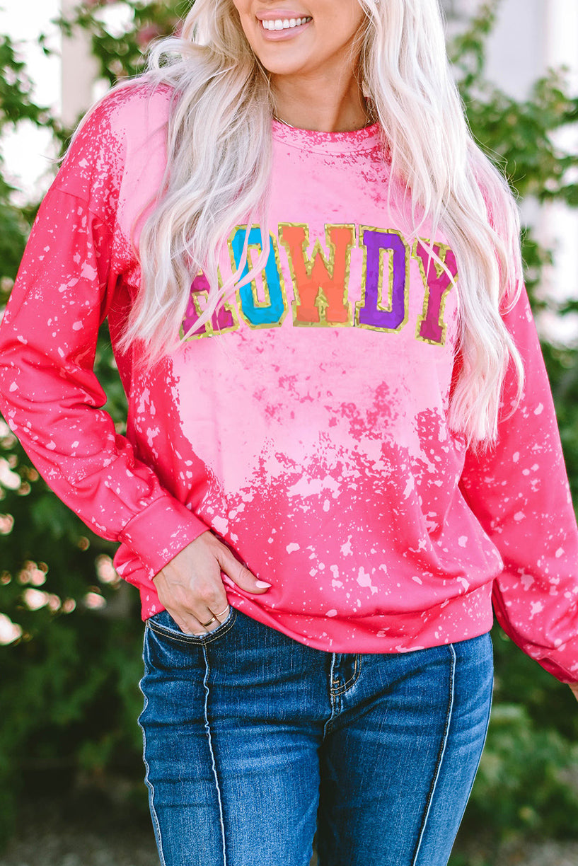 Women's HOWDY Graphic-Print Western Tie Dye Sweatshirt