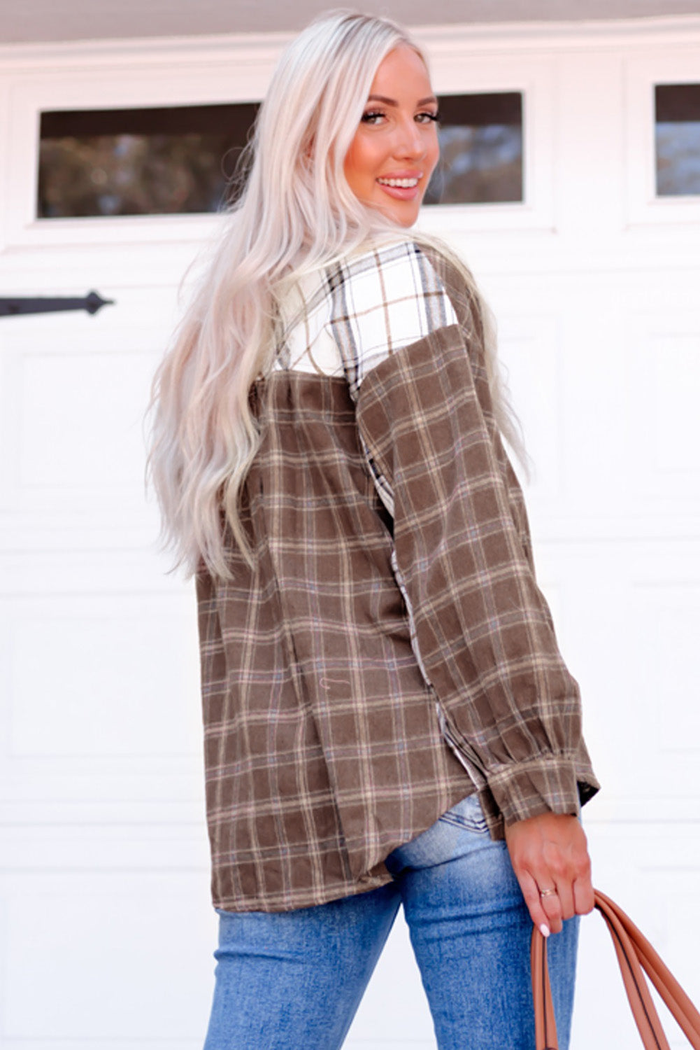 Shirt for Women Mixed Plaid Soft Oversized