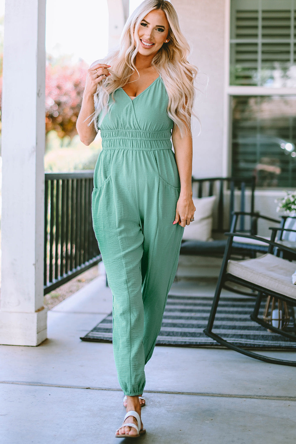 Jumpsuit for Women Shirred High-Rise Sleeveless