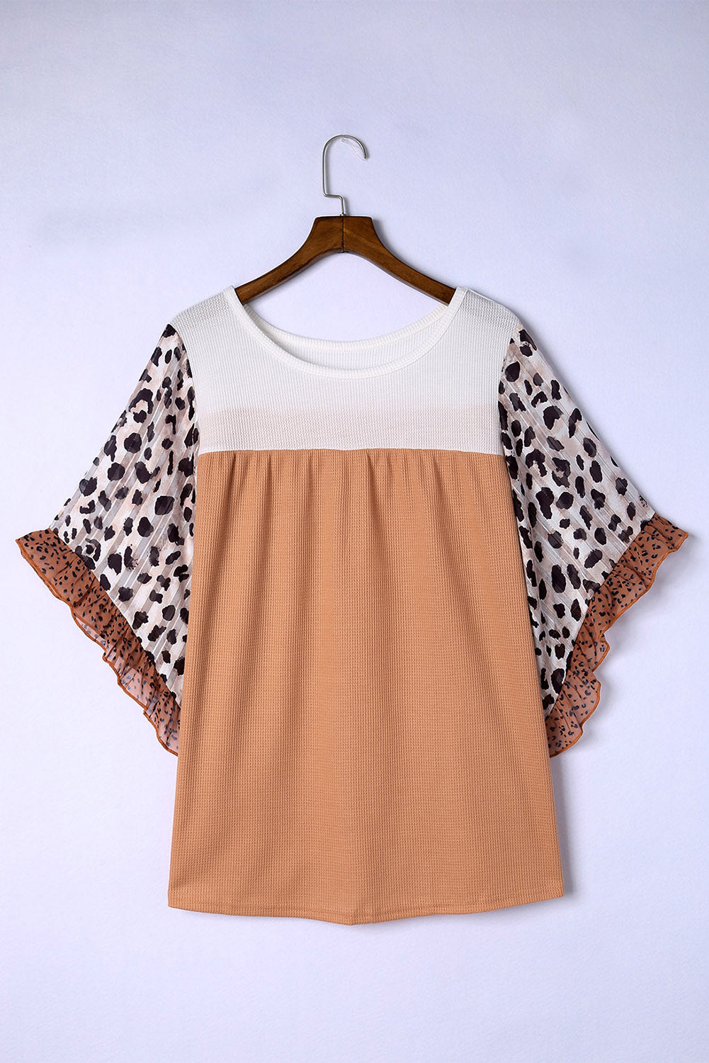 Top for Women Ruffle-Trimmed Plus Size Waffle Knitted