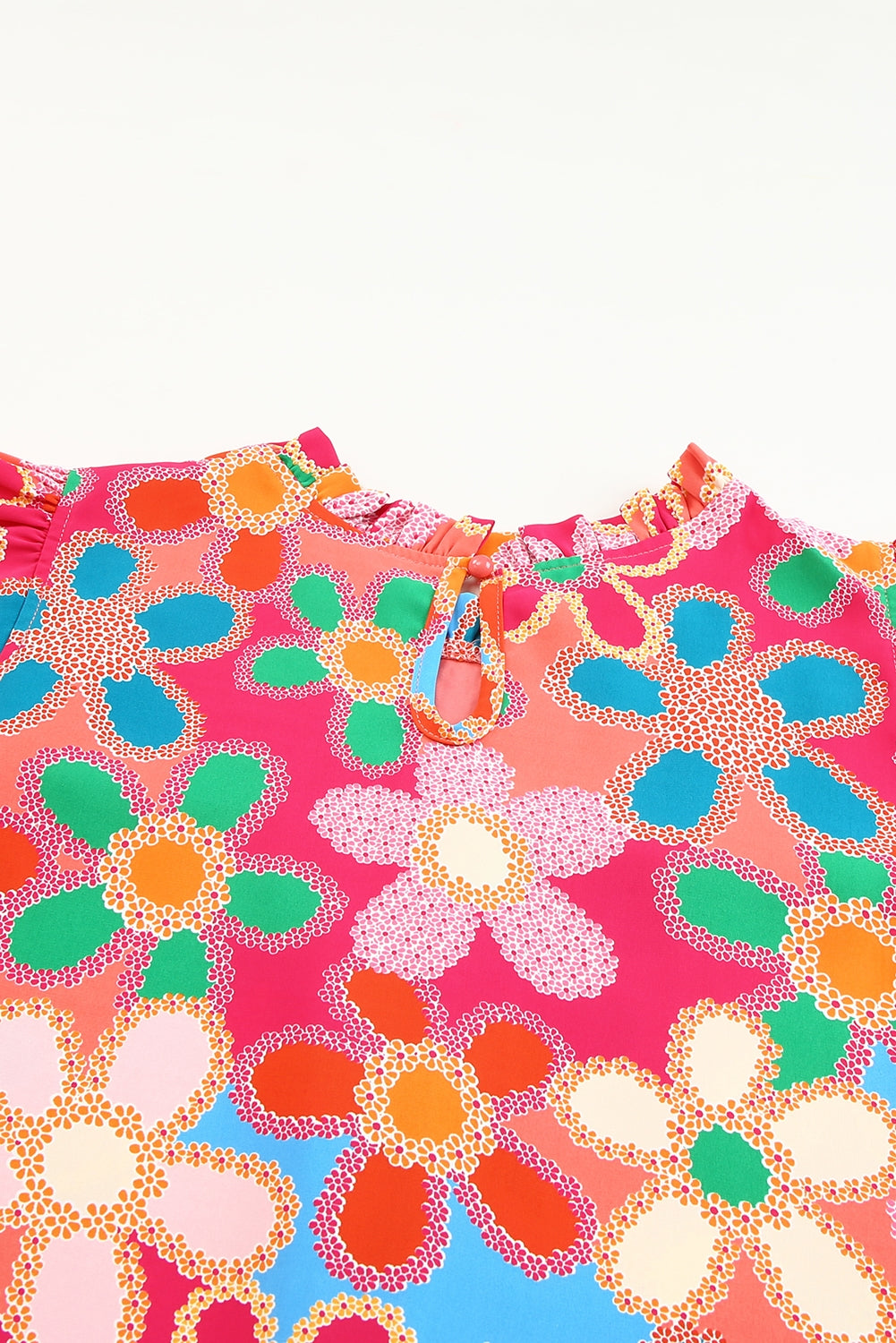 Tank Top for Women Floral-Print Print Ruffle-Trimmed Trim