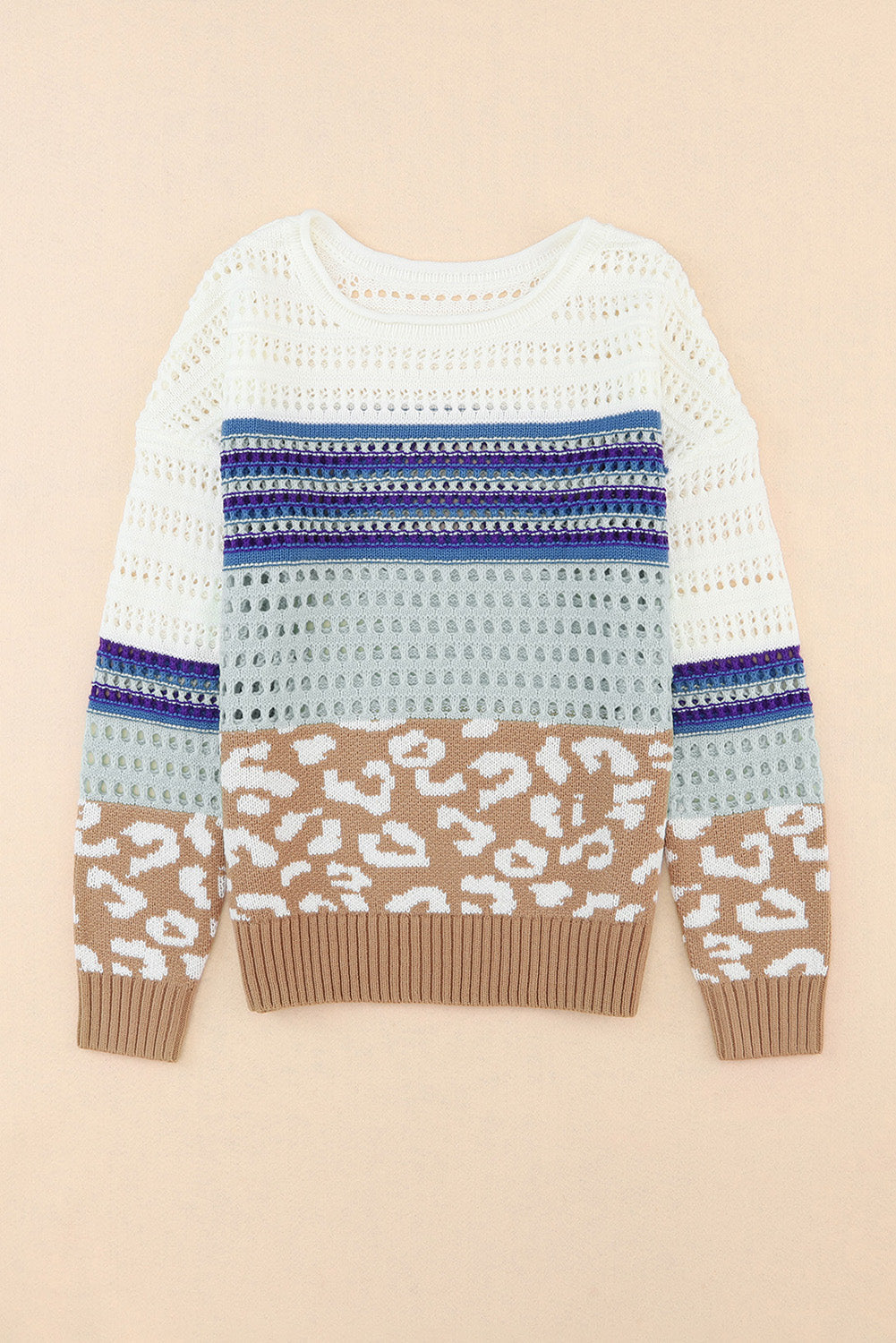 Women's Sweater with Crochet Striped Knitted