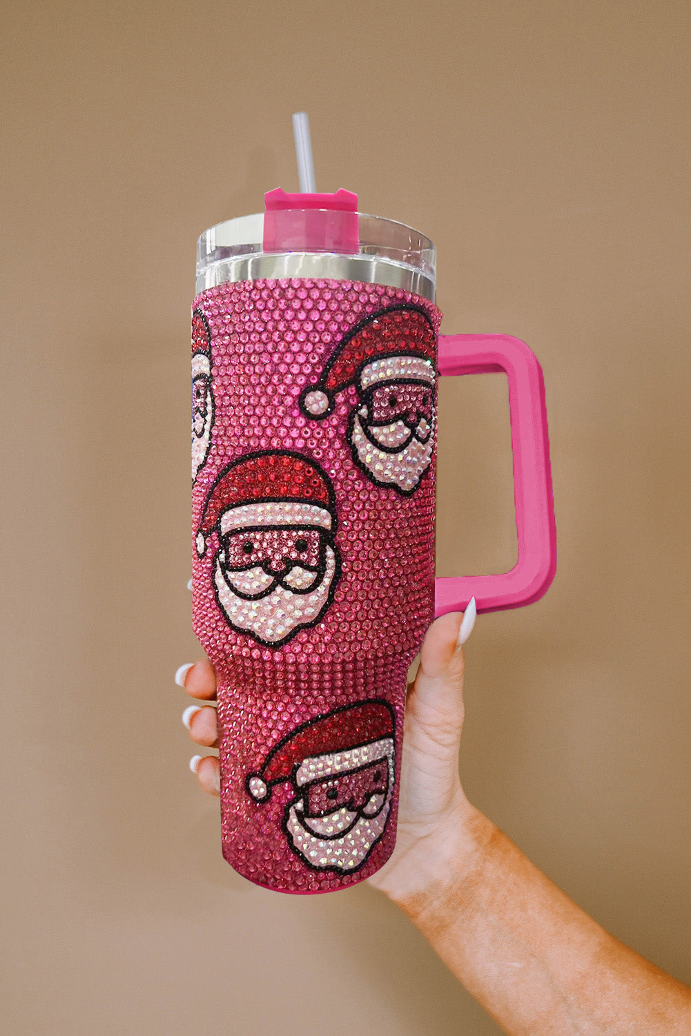 Christmas Diamond Santa Claus Thermos Cup with Straw 40oz Style