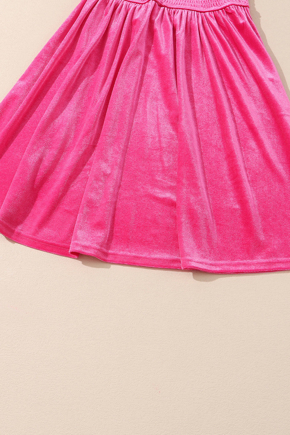 Women's Frill-Trimmed Neck Shirred Velvet Dress