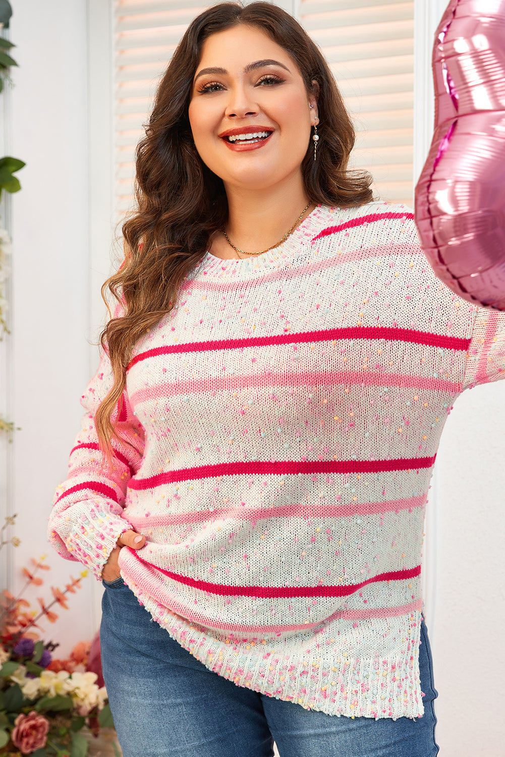 Women's Sweater Featuring Dropped-Shoulder Plus Size
