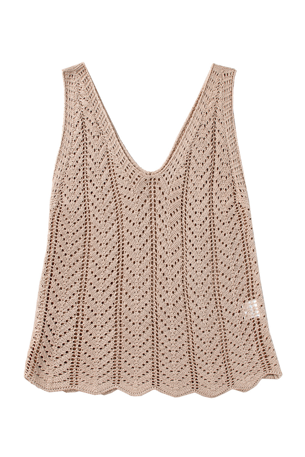 Women's Vest with Scalloped Hem Crochet Knitted