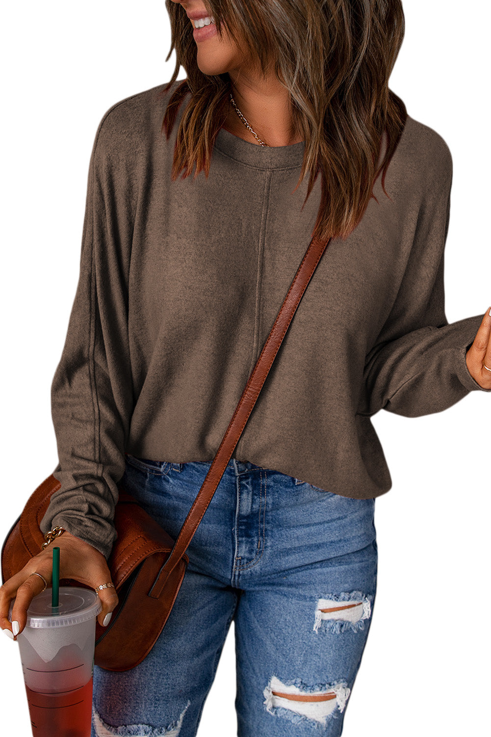 Women's Top with Fiery Solid Long-Sleeve