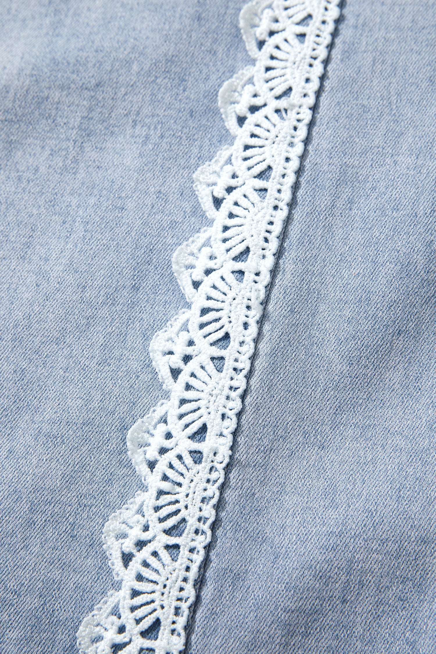 Lace Trim Everyday Full-Length Timeless Fit Jeans in Beau Blue