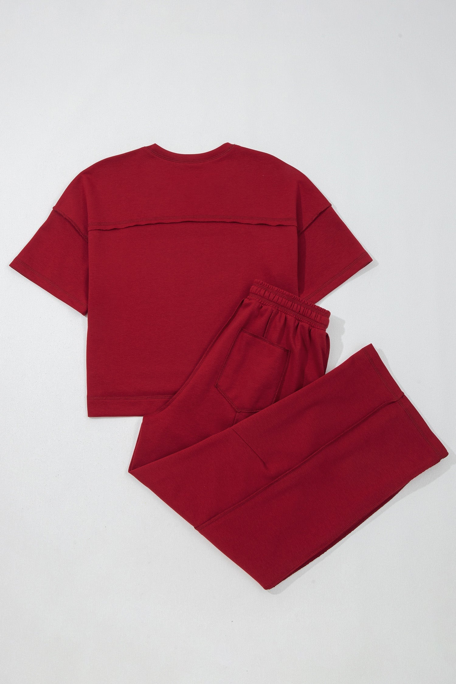 Racing Boxy Red Drop-Shoulder Tee and Barrel Pants Set