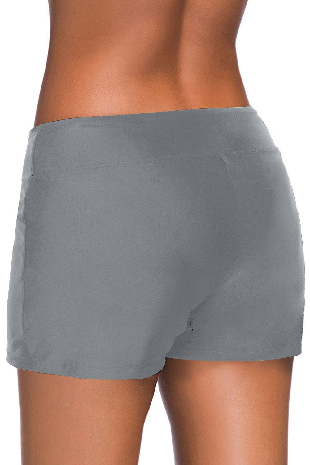 Women's Swim Women Gray Eyelets Waistband Boyshorts