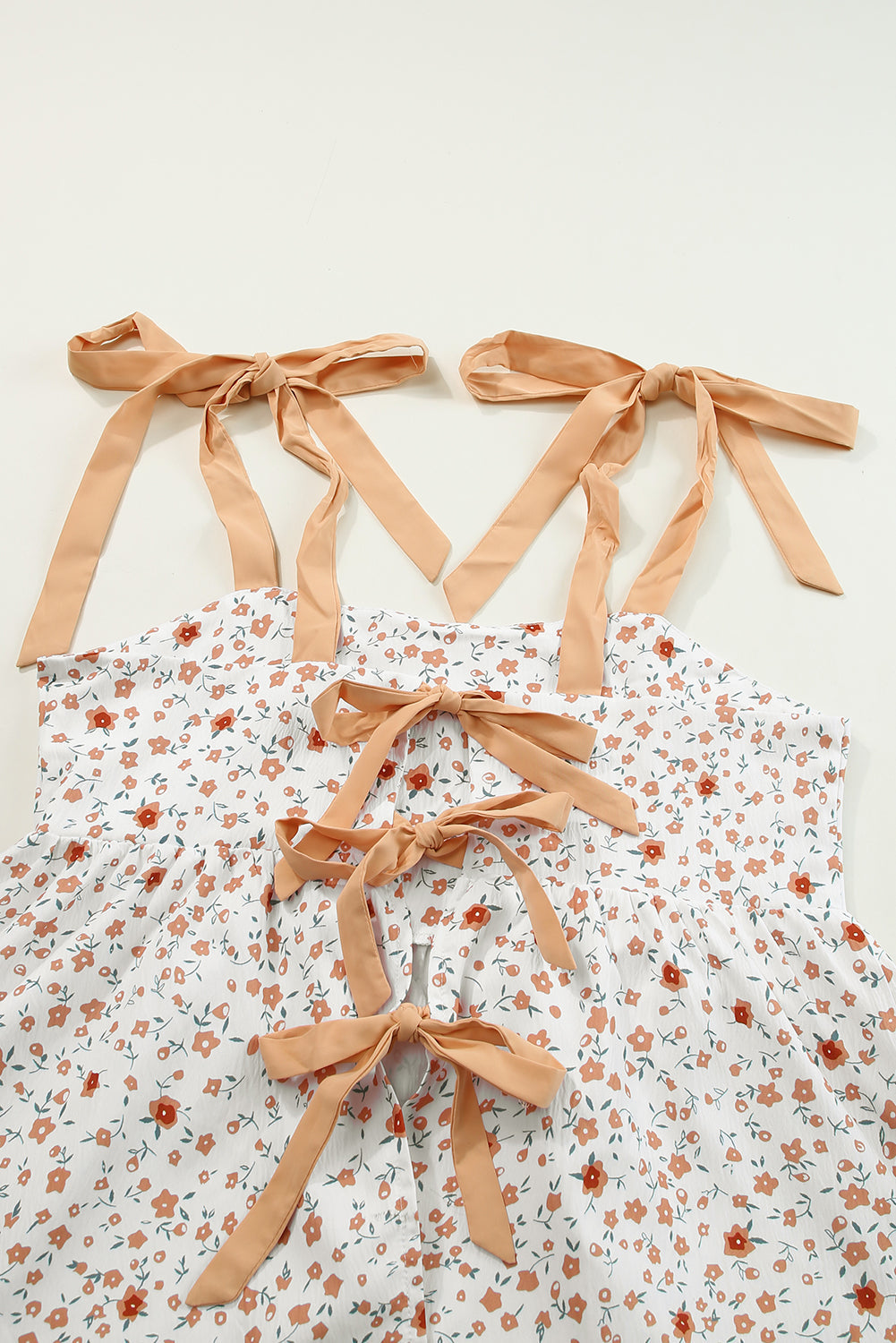 Women's Floral-Print Babydoll Tie-Front Shoulder Tank