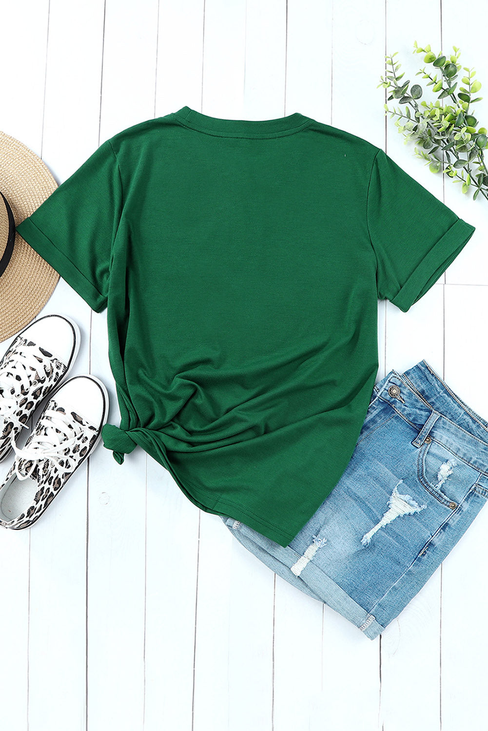 Tee for Women Solid Color Crew Neck Everyday Style