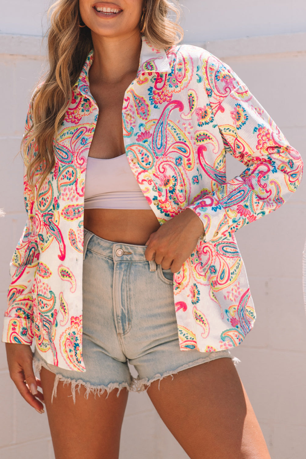 Women's Shacket with Cord Paisley Pattern