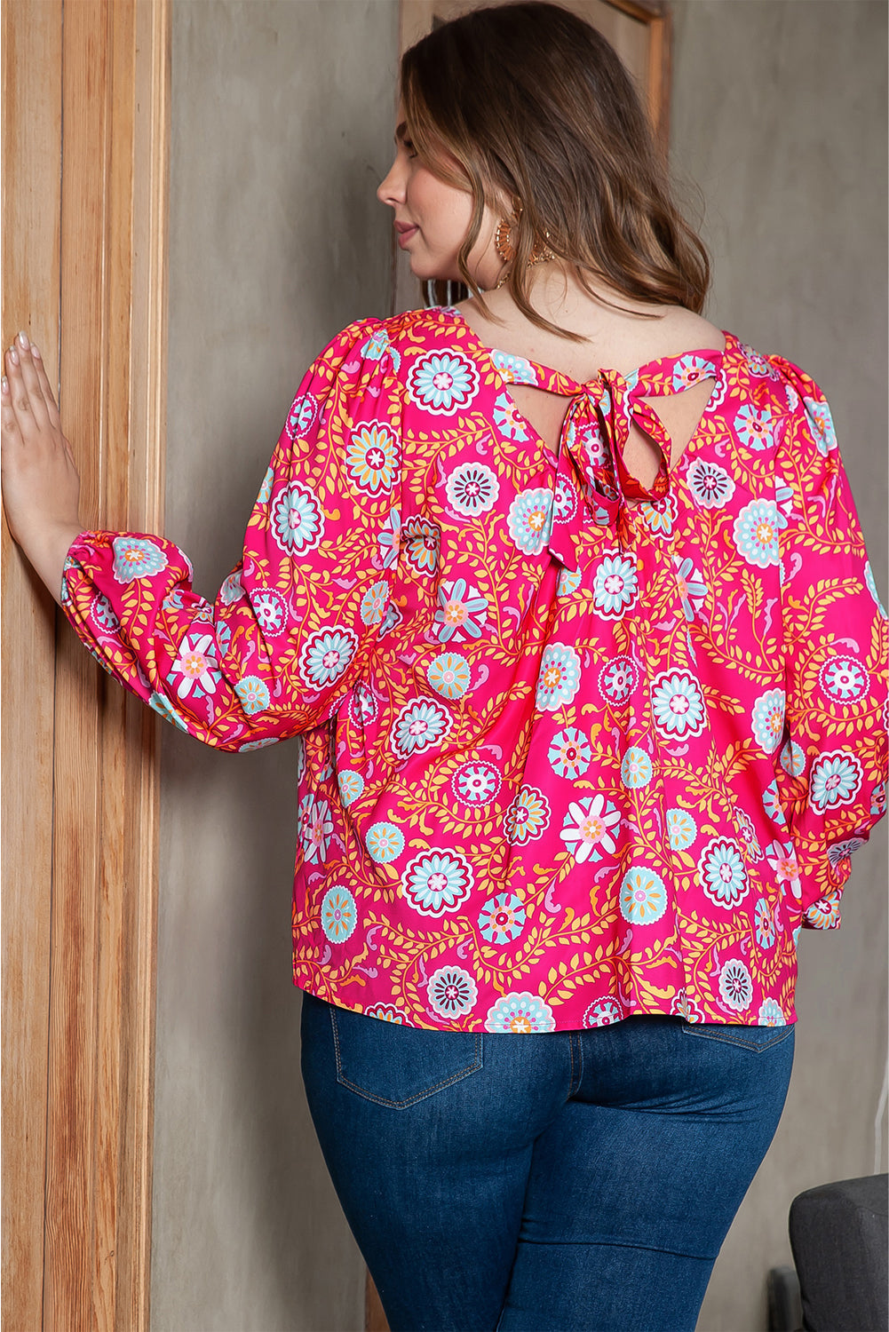 Blouse for Women Plus Size Square Neck Floral-Print