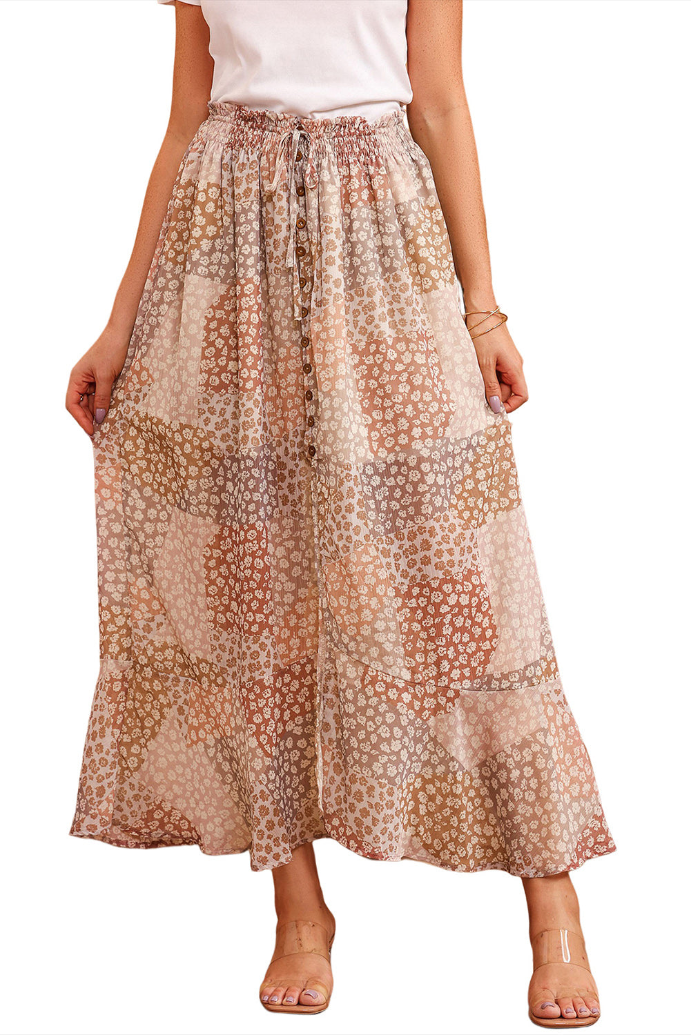 Women's Skirt with Flower Waist Slit Maxi Bohemian
