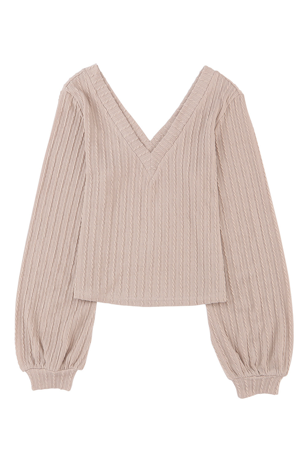 Women's Top with Jacquard Lantern Sleeve Knitted