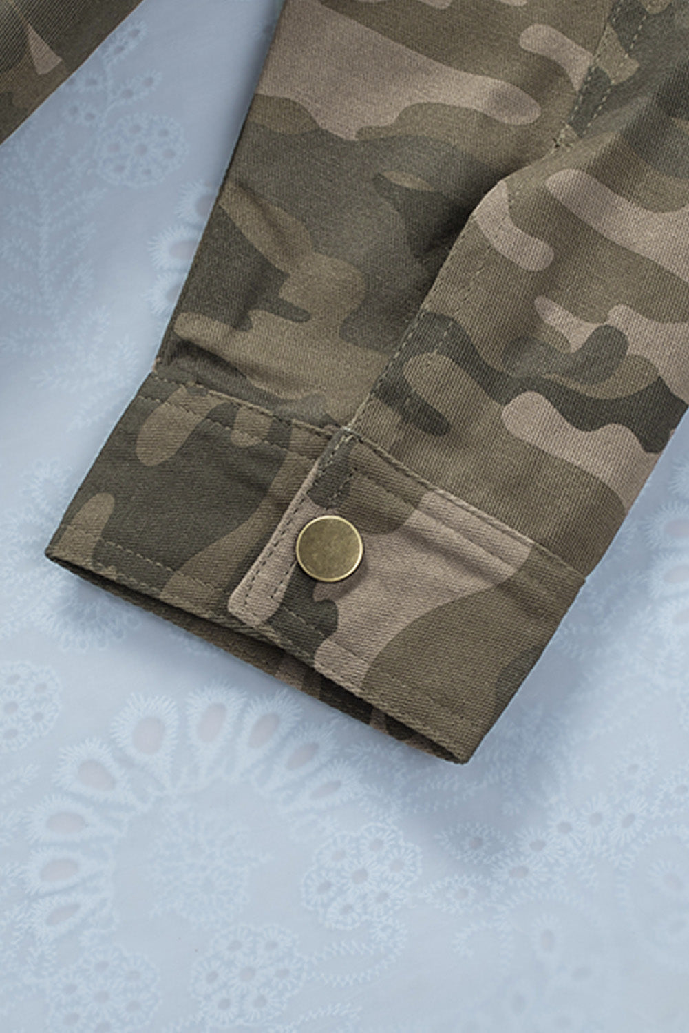 Women's Camouflage-Print Green Multi Pockets Button-Front Jacket