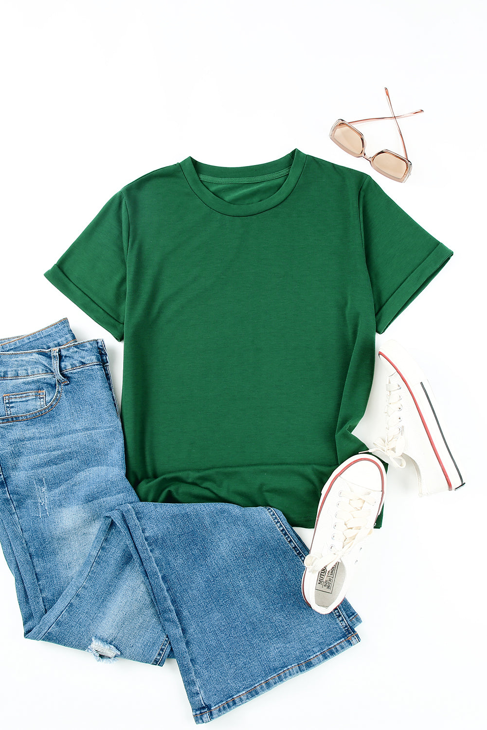 Tee for Women Solid Color Crew Neck Everyday Style