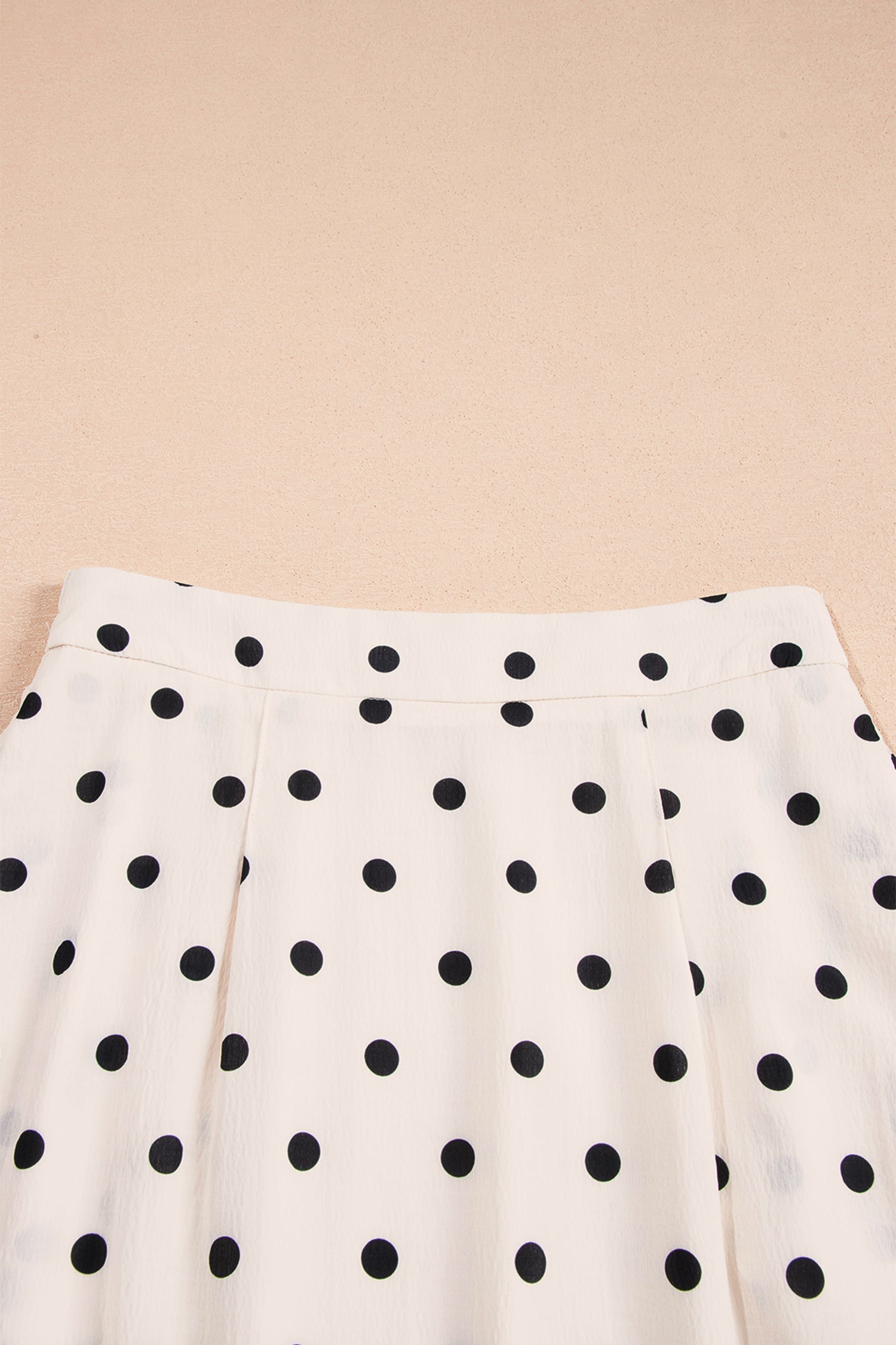 Polka-Dot Maxi Ruffled Slit Skirt in White