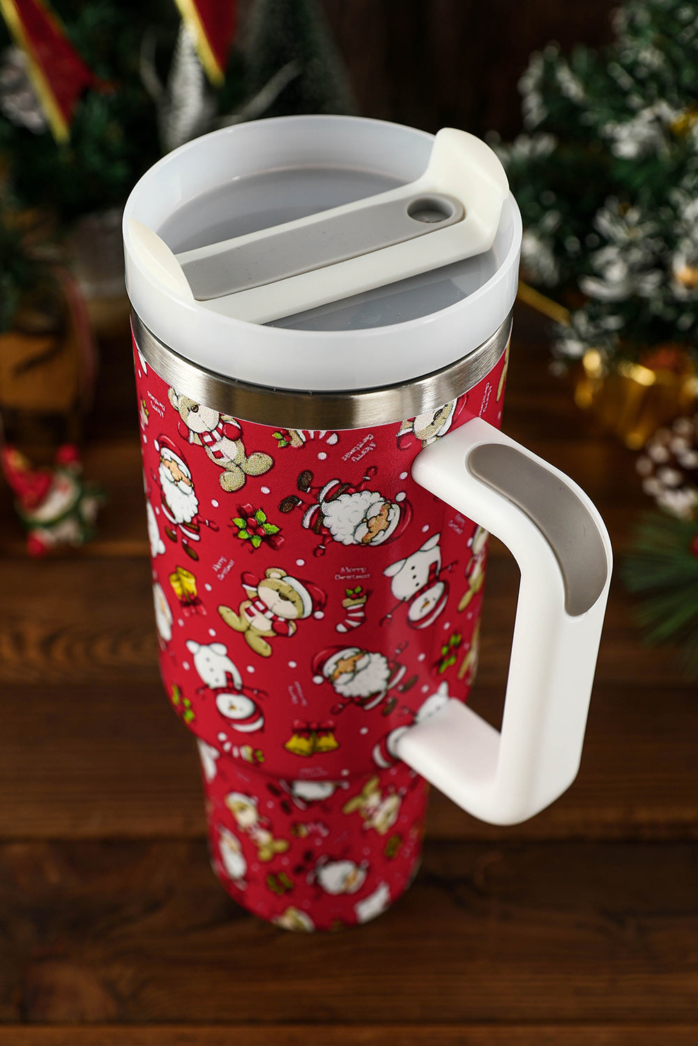 Print Handled Christmas Handled Stainless Steel Tumblers 40oz