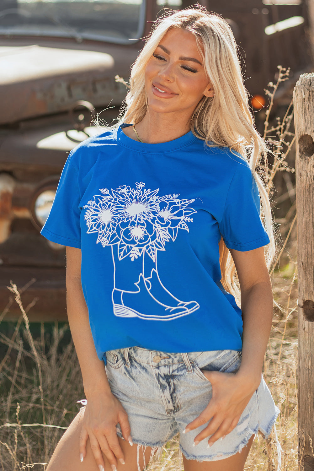 Sunflower Boots Graphic Western Fashion T Shirt