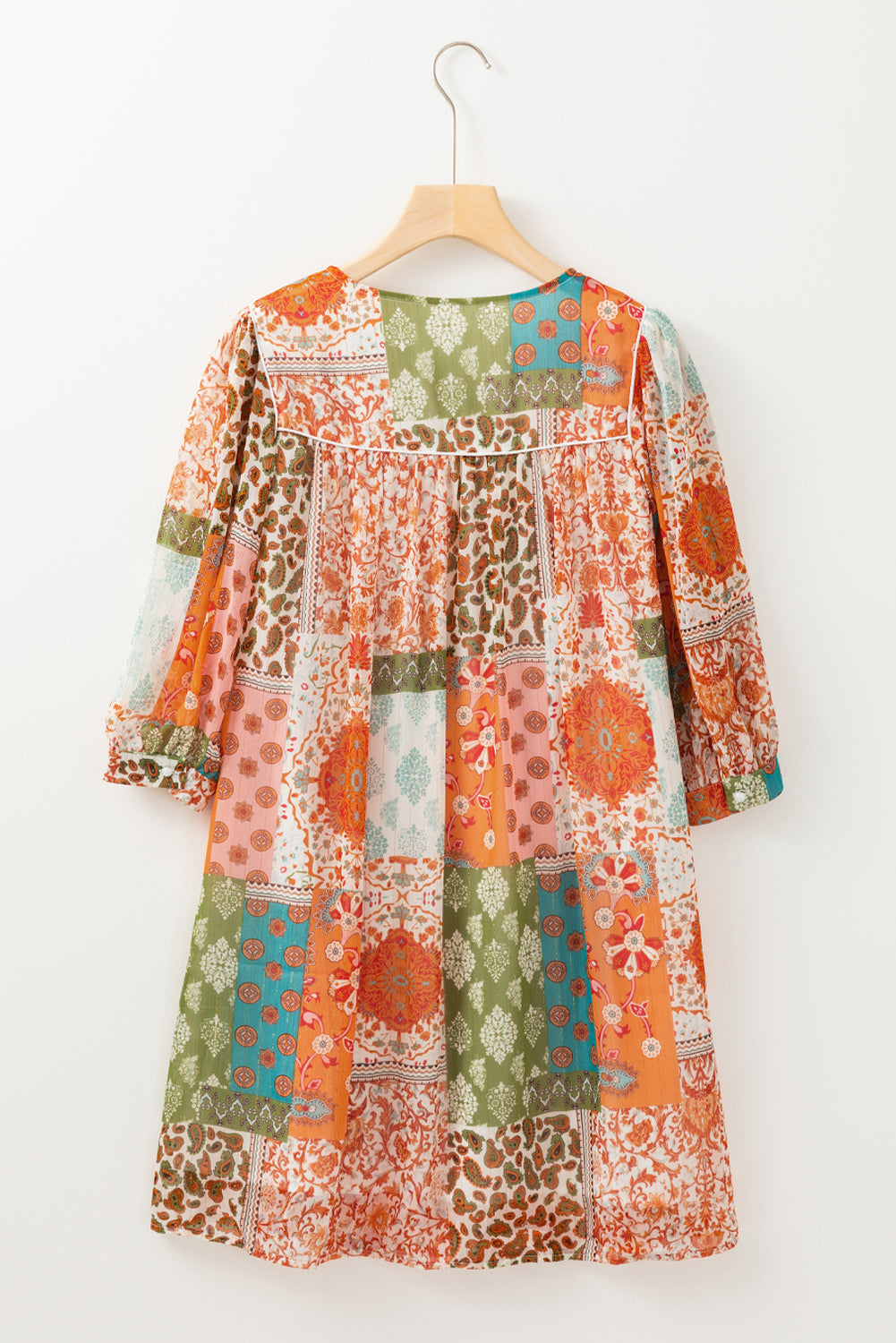 Boho Paisley Mixed Print Chiffon Loose Dress