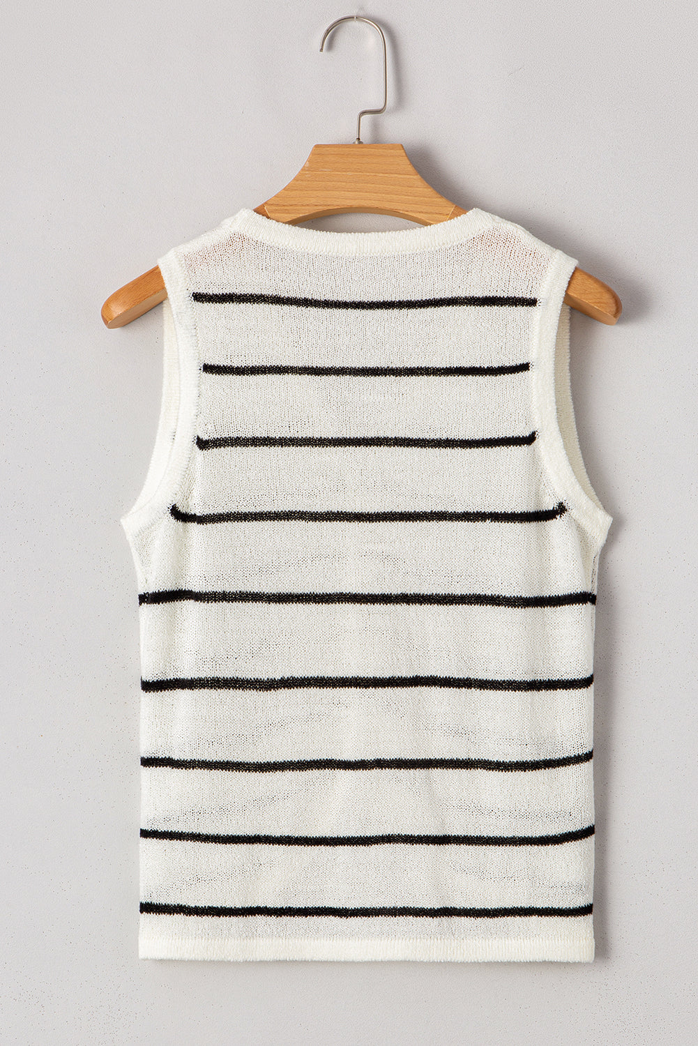 White Black Stripe Slim Fit Sweater Vest