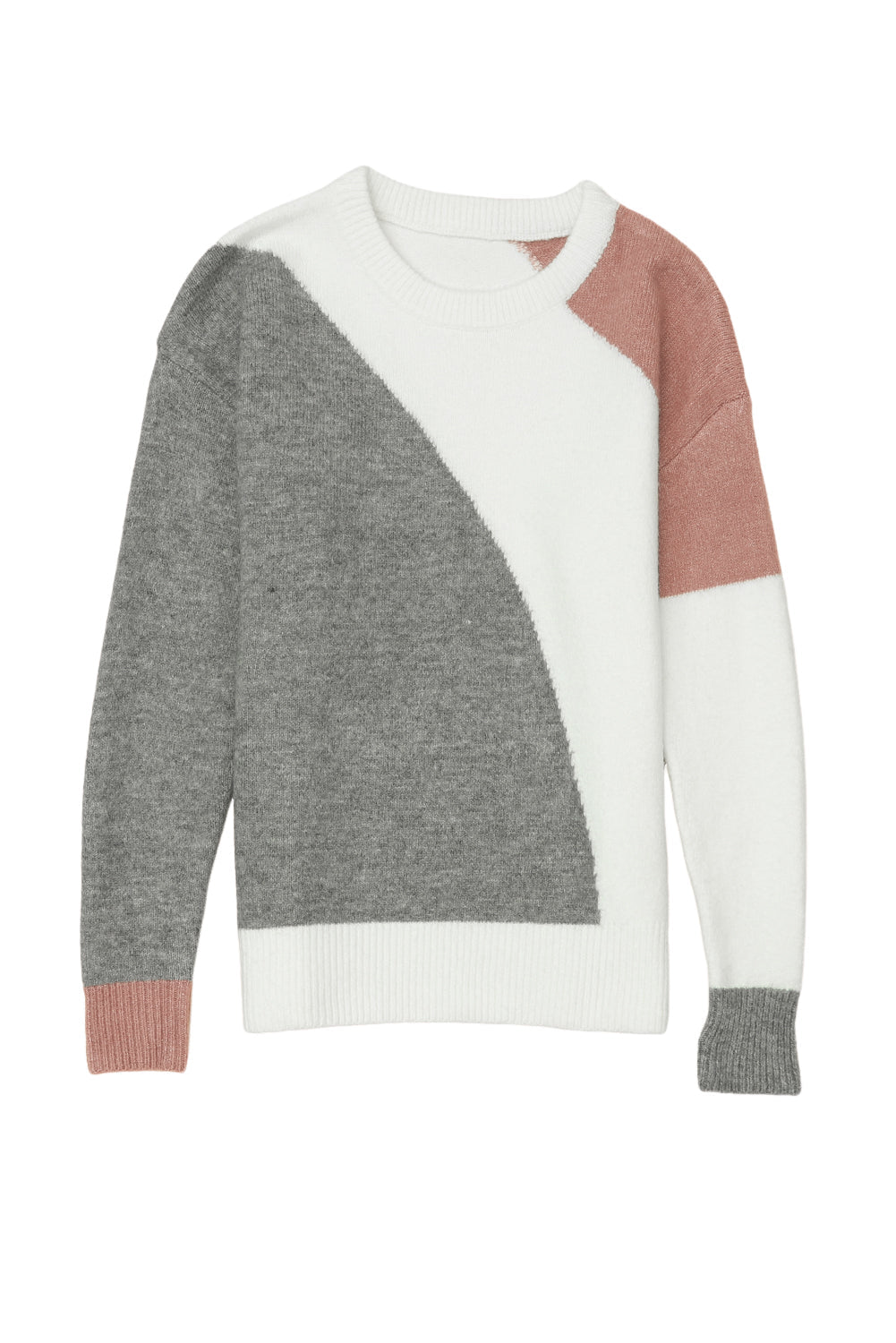 Women's Sweater Featuring Rib-Knitted Trim Round Neck