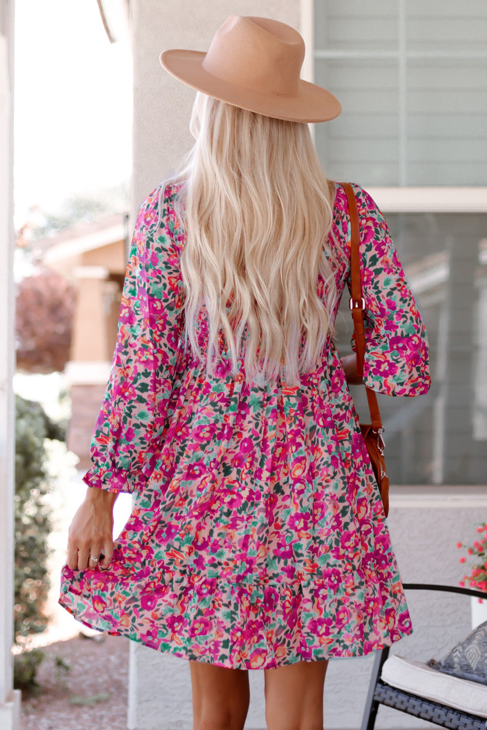 Floral Dresses for Women Sleeve Shirred Puffy