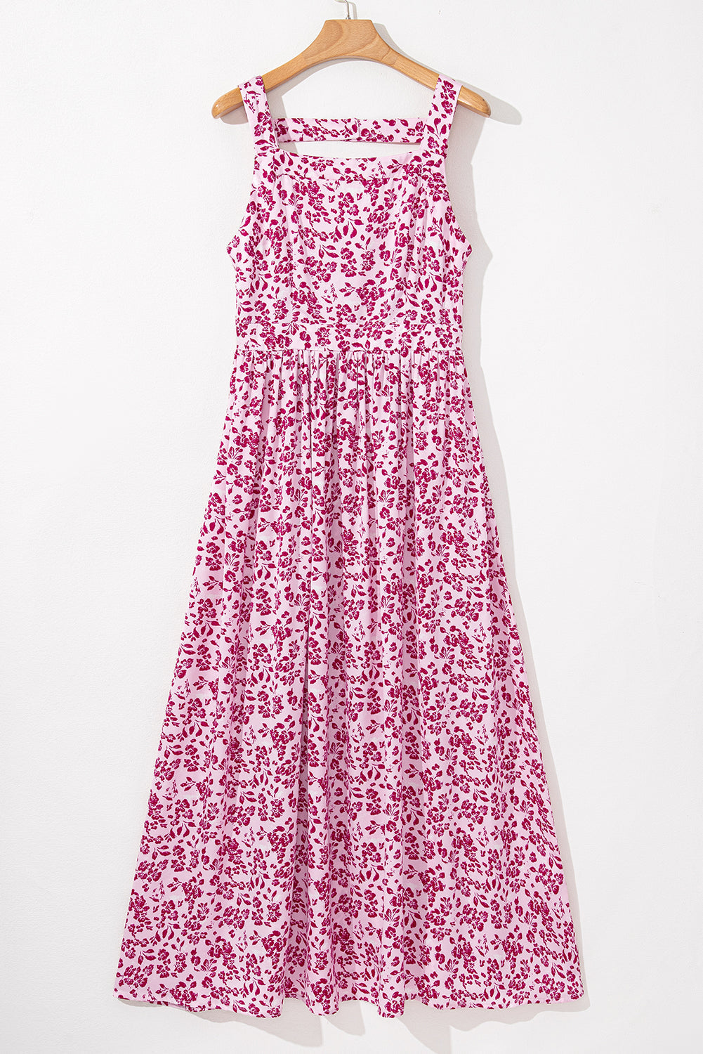 Floral Cutout Back Sleeveless Maxi Dress