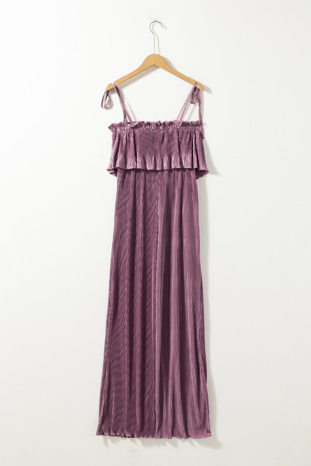 Women's Leg Jumpsuit with Straps Pleat-Detail Wide Tie-Front