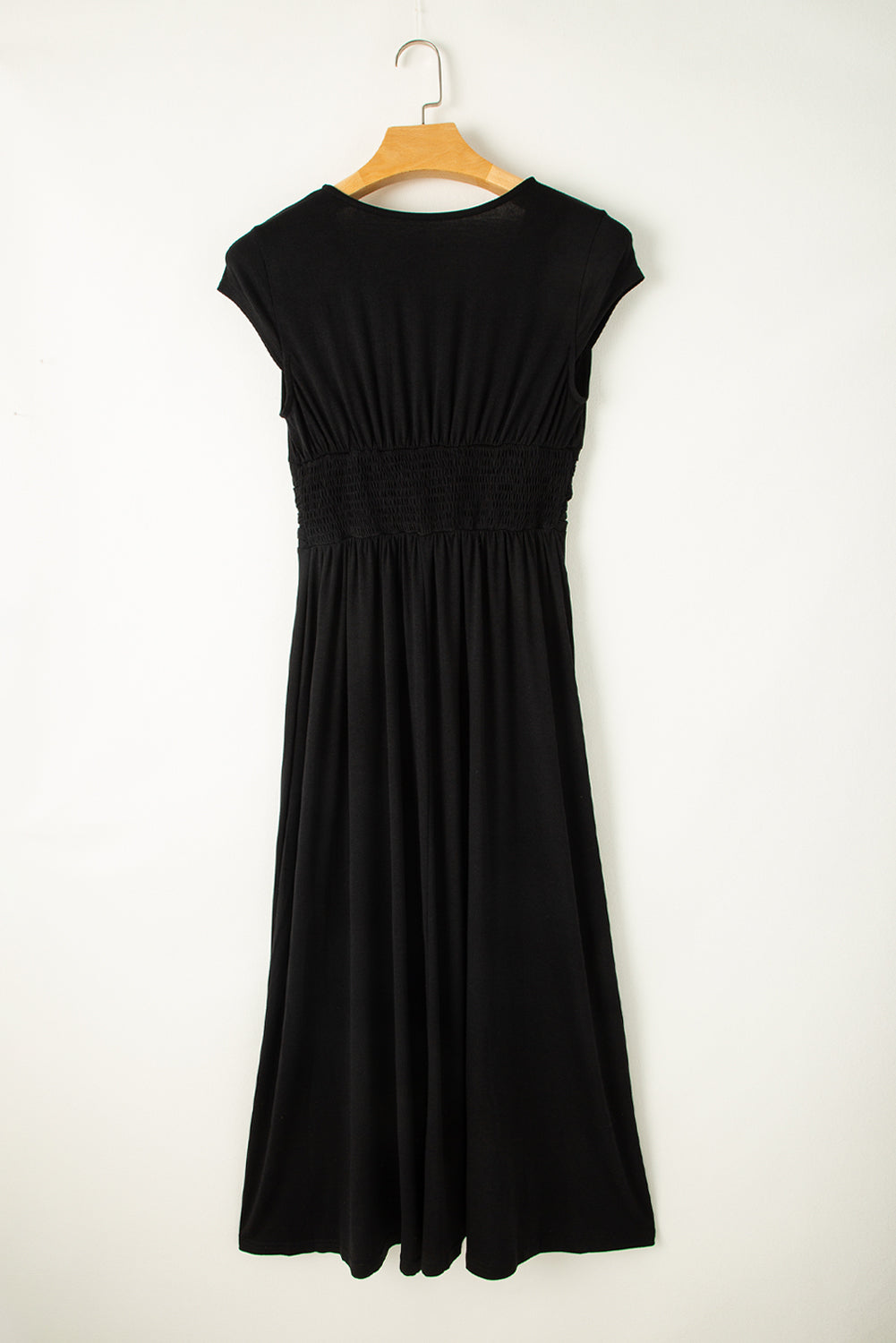 Women's Maxi Dress with Shirred High-Rise V Neck