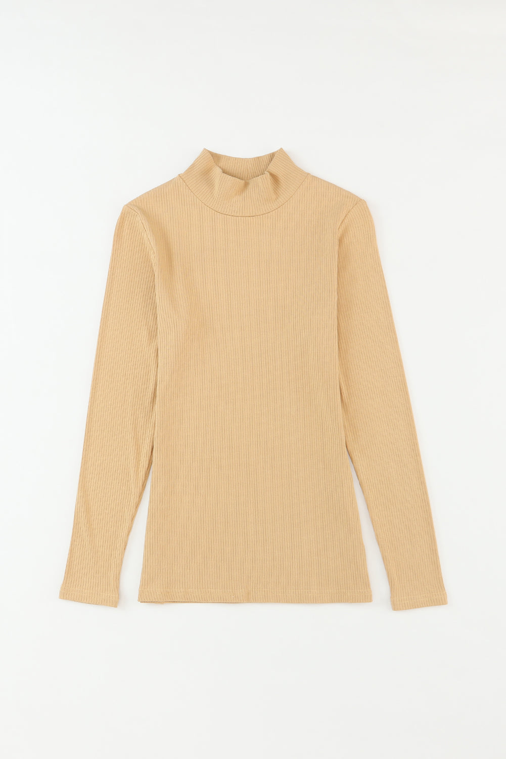 Women's Top Featuring Rib-Knitted Knitted Mock Neck