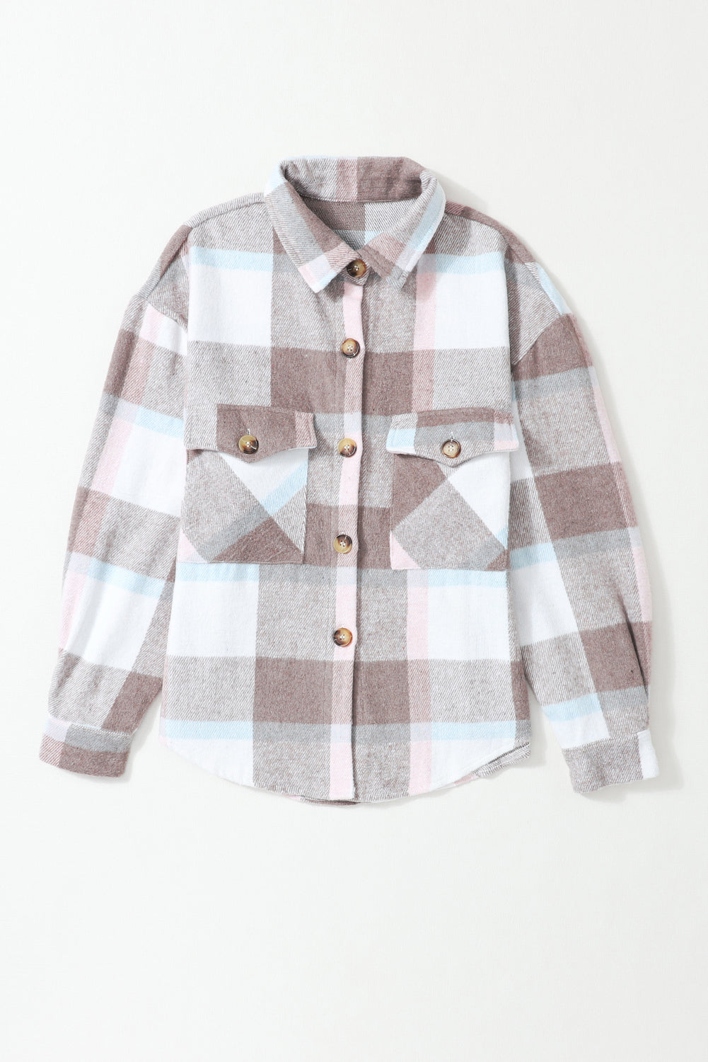 Women's Shacket Featuring Button Plaid Amber