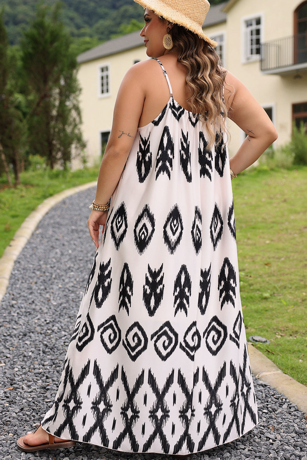 Women's Maxi Dress Featuring Halter Plus Size Western Print