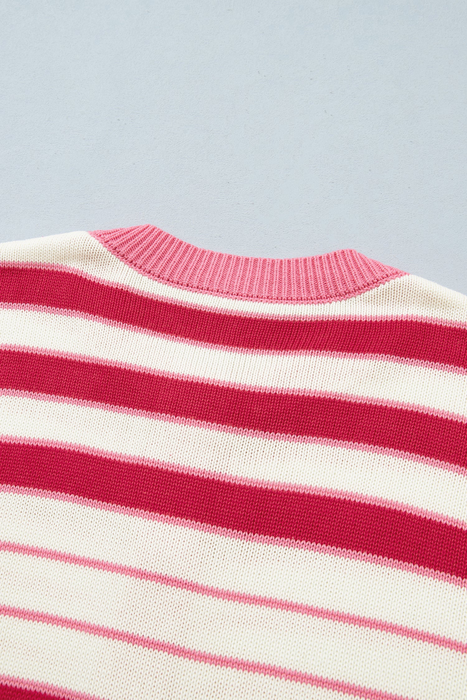 Long-Sleeved Stripe V-Neck Timeless Fit Cardigan in Red