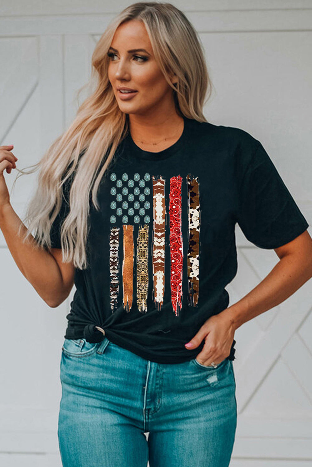 Women's Western American Flag Graphic-Print Tee