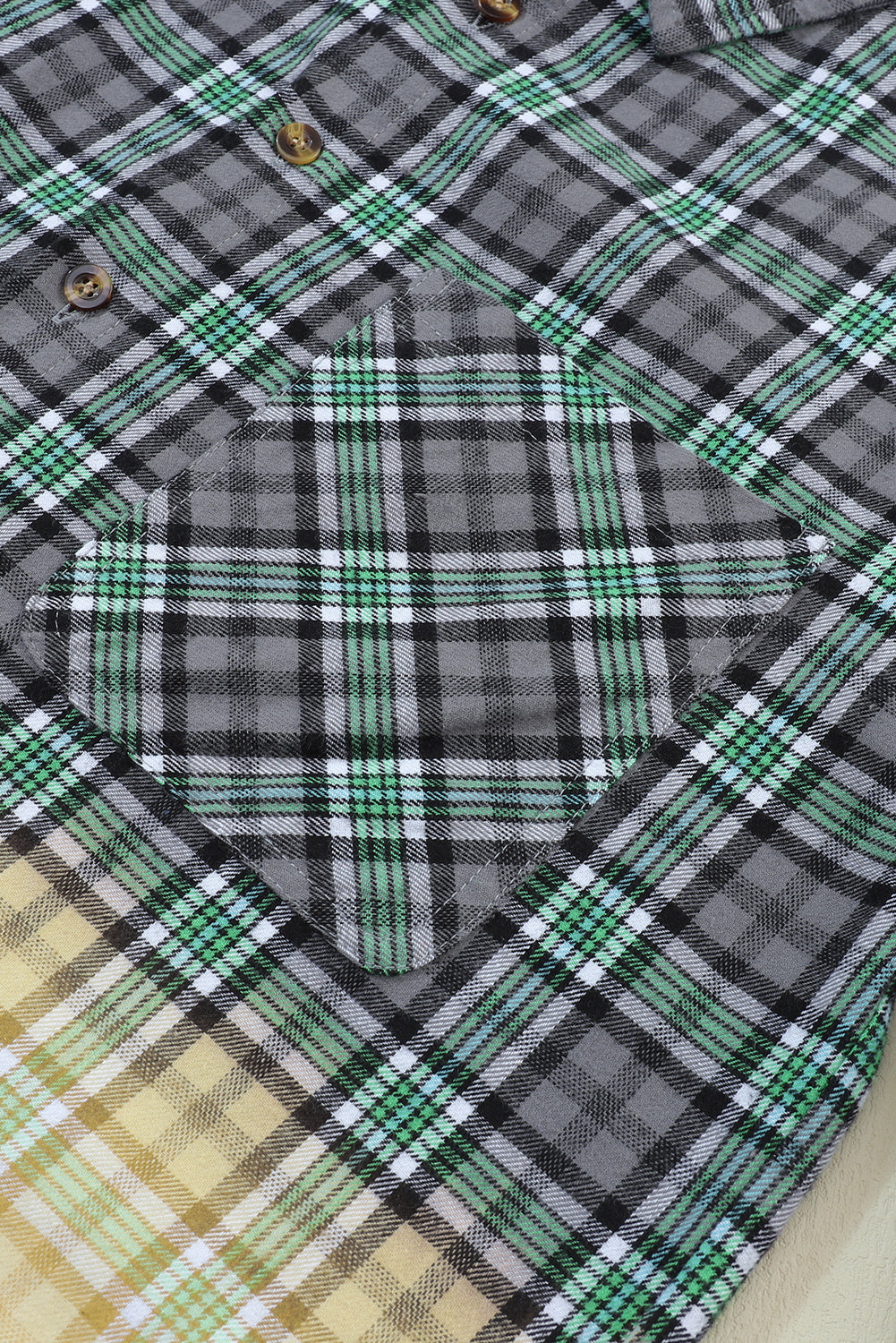 Women's Shacket with Pocket Button Plaid Chest