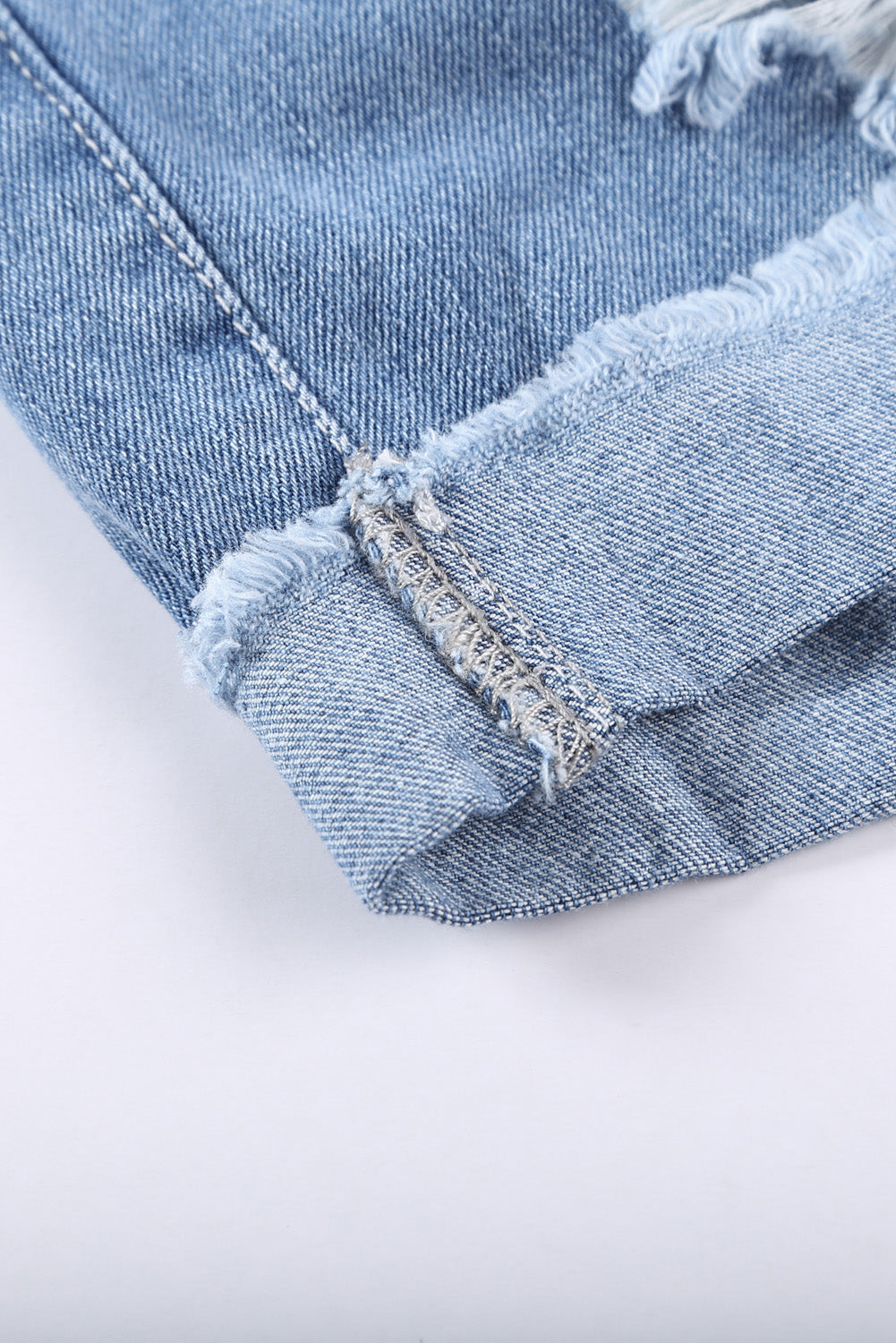 Women's Shorts with Distressed Ripped Rolled Hem Denim