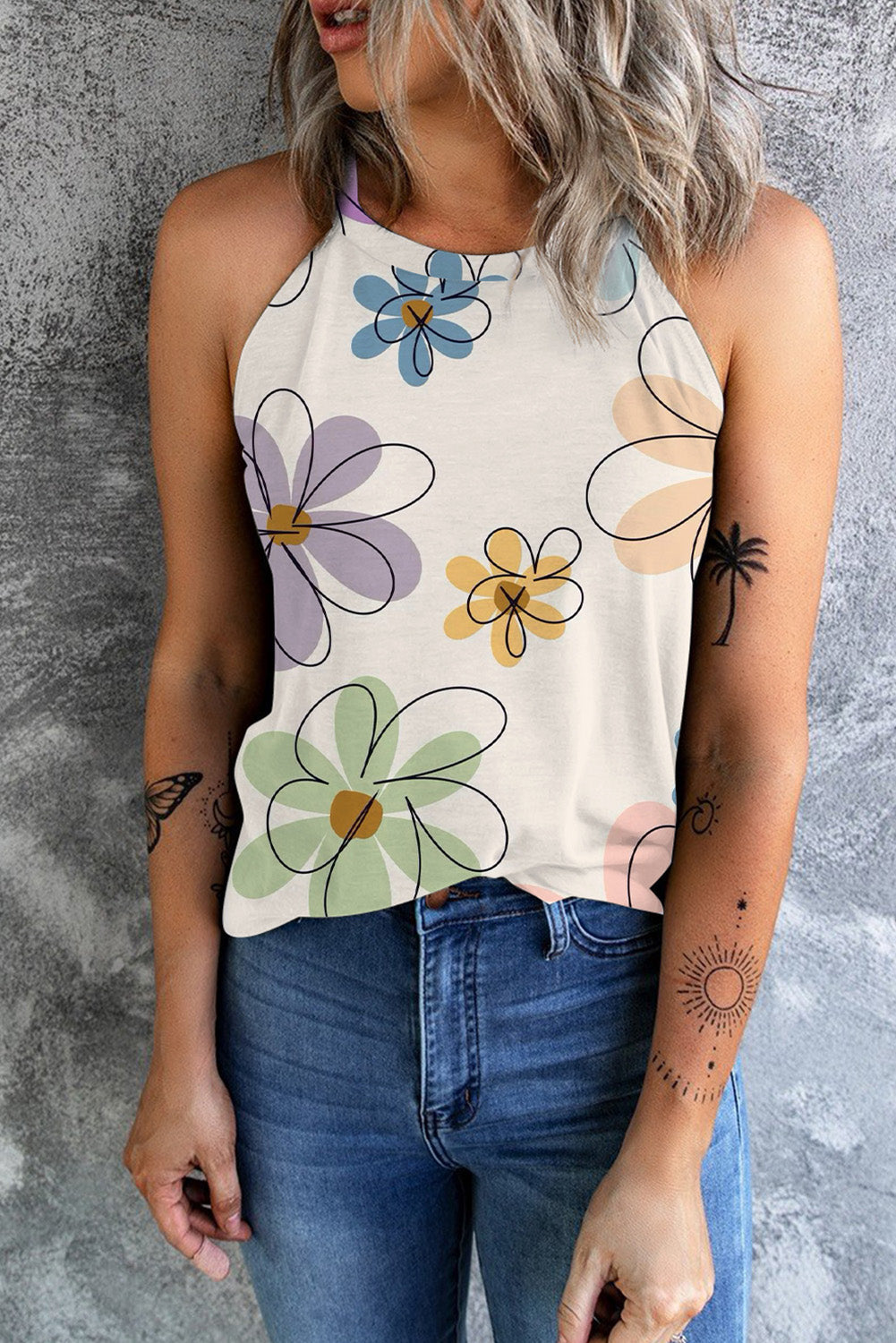 Tank Top for Women Sweet Floral-Print