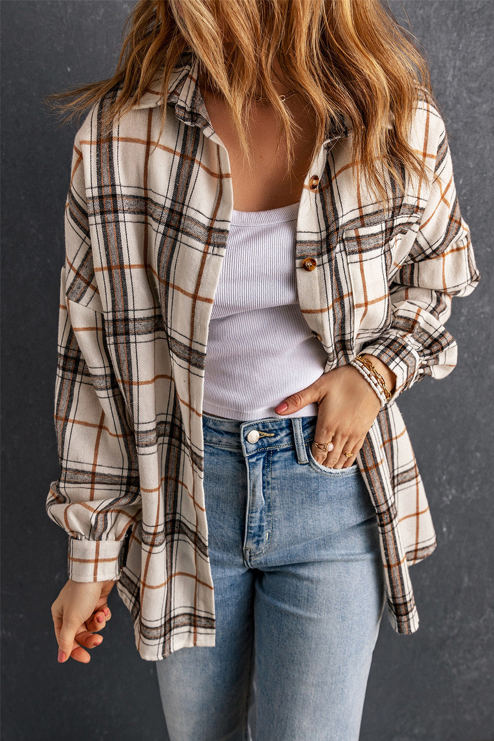 Women's Oversized Plaid Pattern Shacket