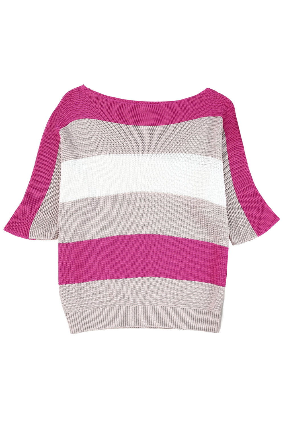 Women's Sweater Featuring Half Sleeve Stripe Knitted