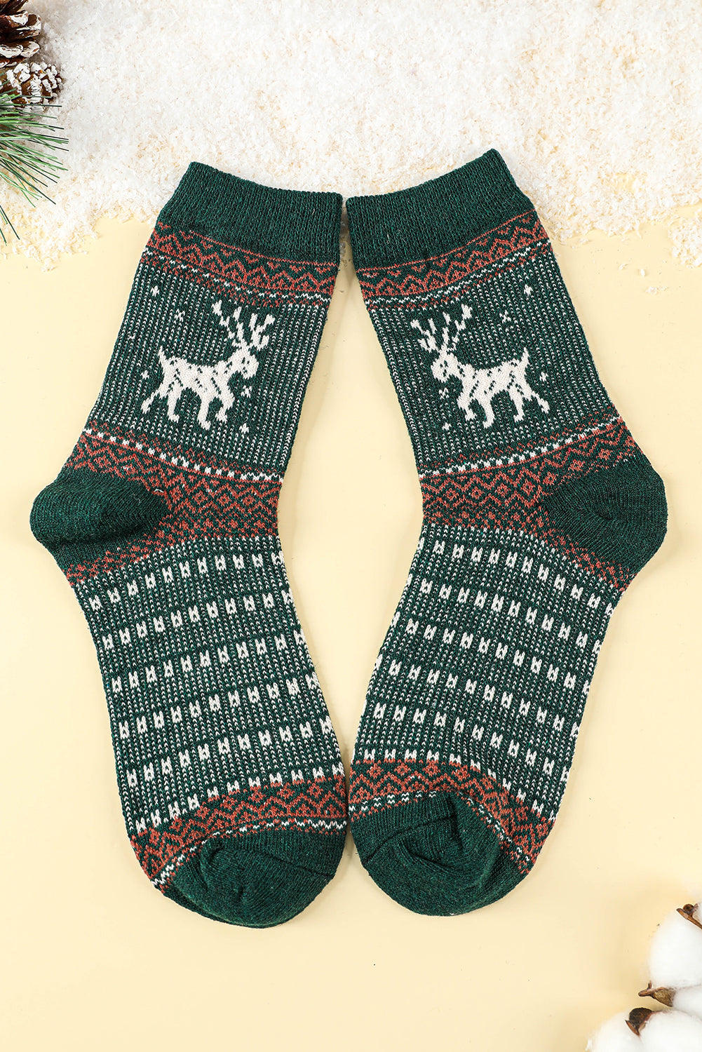 Pairs/Set Christmas 5 Christmas Reindeer Soft Crew Socks