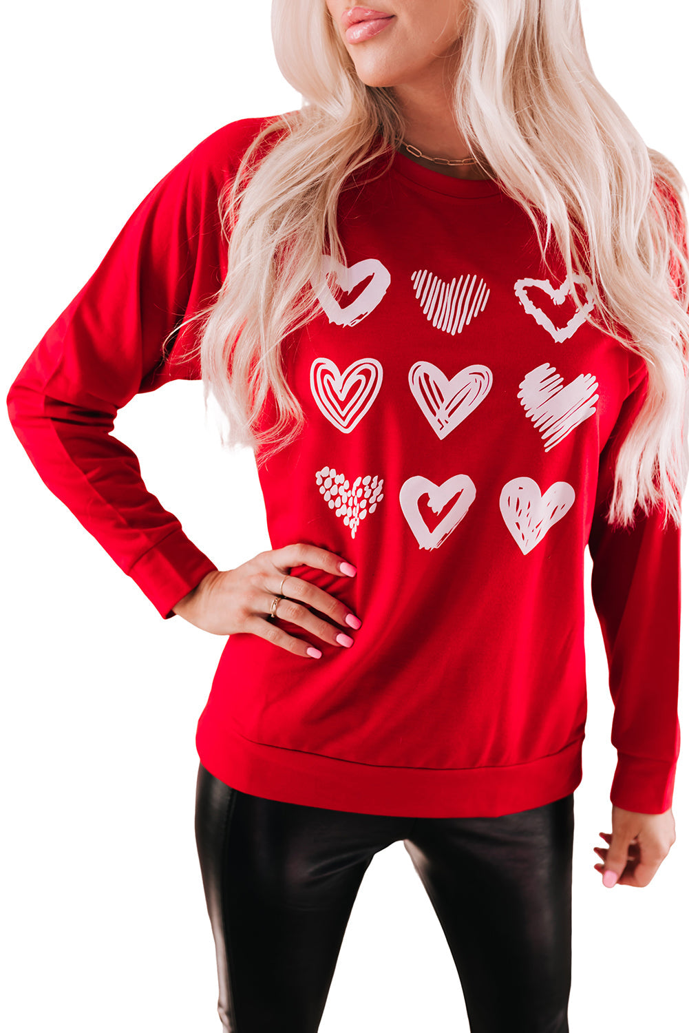 Sweatshirt for Women Hearts Crew Neck Women