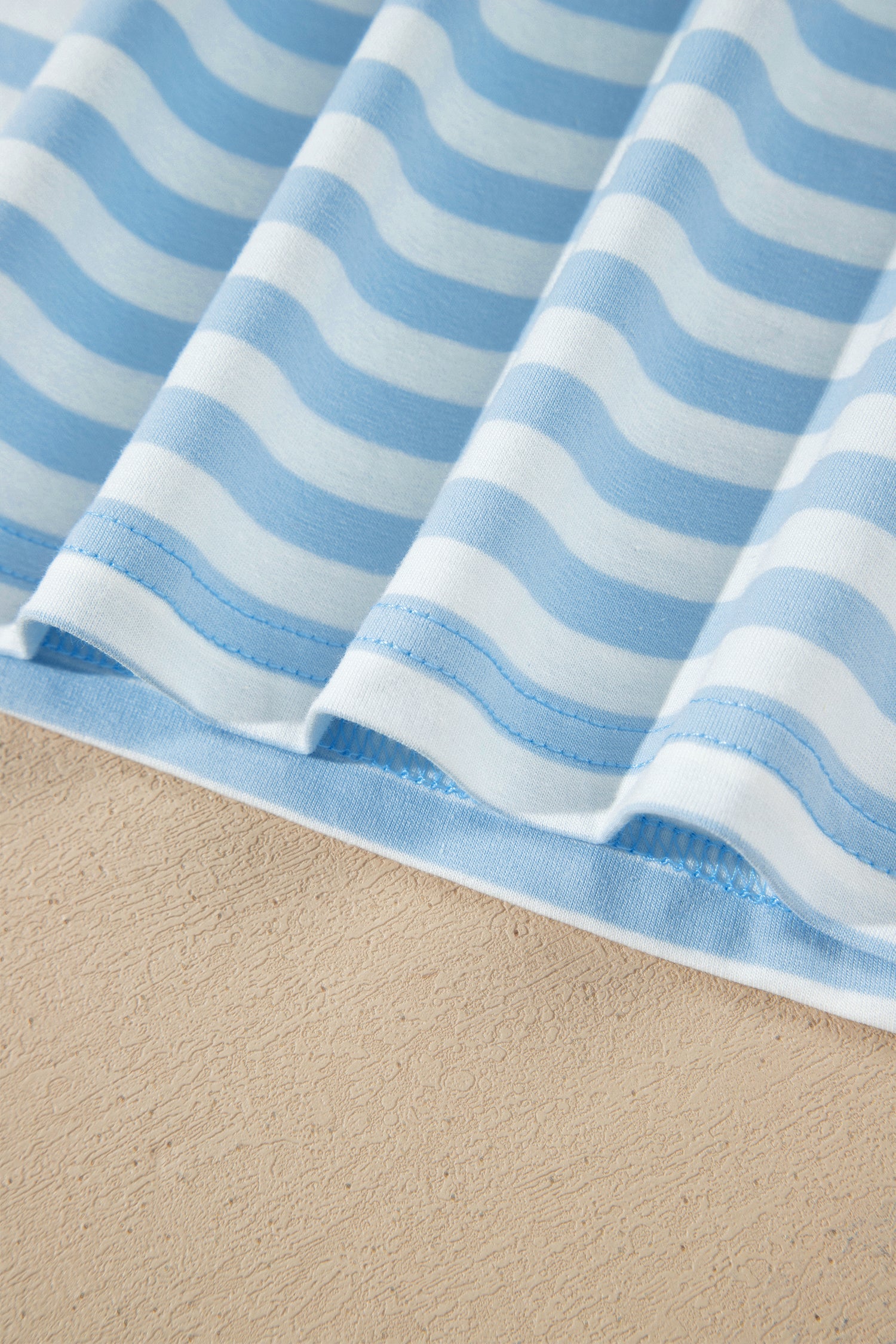 Cute Sky Blue Stripe Slim Tank Contrast Ruffle Mini Skort Set